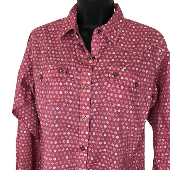 Ariat Western Inspired Pink Button Down Shirt With Snaps Size M - Picture 3 of 9